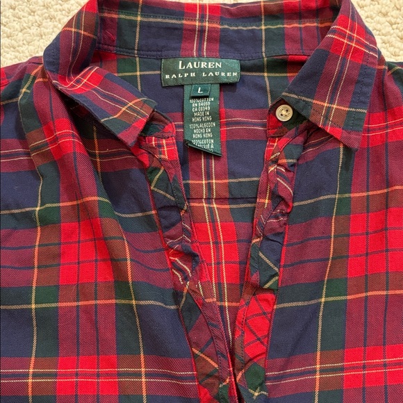 Ralph Lauren Plaid Shirt with ruffle - Picture 2 of 8